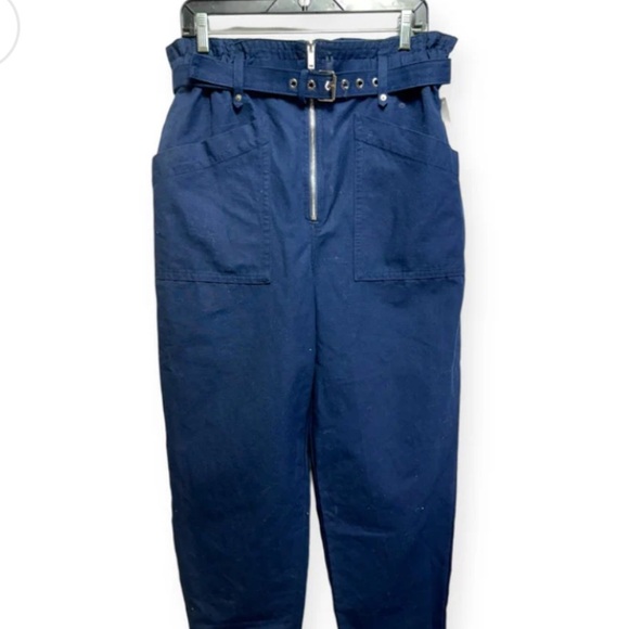 NWT Banana Republic Linen blend Paperbag Waist Trousers | navy | 12 - Picture 1 of 16
